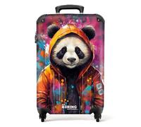 NoBoringSuitcases.com® Adults Luggage Suitcase Women and Men - Personalised Cabin Suitcase on Wheels - Graffiti - Panda with Jacket - 55x40x20cm - Hard Shell Luggage - 20 Inch - 10kg