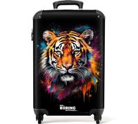 NoBoringSuitcases.com® Adults Luggage Suitcase Women and Men - Personalised Cabin Suitcase on Wheels - Graffiti - Tiger - Street Art - 55x40x20cm - Hard Shell Luggage - 20 Inch - 10kg