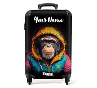 NoBoringSuitcases.com® Adults Luggage Suitcase Women Men - Personalised Cabin Suitcase Wheels - Graffiti Templates - Monkey with Vest - Customisable - 55x40x20cm - Hard Shell Luggage - 20 Inch - 10kg