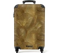 NoBoringSuitcases.com® Cabin Luggage 55x35x20 cm Carry On Suitcase Hand Travel Case Lightweight 4 Wheel Hardshell Trolley Approved Flight Roller Organic - Lines - Gold