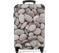 NoBoringSuitcases.com® Cabin Luggage 55x35x20 cm Carry On Suitcase Hand Travel Case Lightweight 4 Wheel Hardshell Trolley Approved Flight Roller Pebbles - Stones - Grey