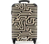 NoBoringSuitcases.com® Cabin Luggage 55x35x20 cm Carry On Suitcase Hand Travel Case Lightweight 4 Wheel Hardshell Trolley Approved Flight Roller Lines - Graphic - Black