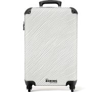 NoBoringSuitcases.com® Cabin Luggage 55x35x20 cm Carry On Suitcase Hand Travel Case Lightweight 4 Wheel Hardshell Trolley Approved Flight Roller Waves - Ripples - White