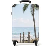 NoBoringSuitcases.com® Cabin Luggage 55x35x20 cm Carry On Suitcase Hand Travel Case Lightweight 4 Wheel Hardshell Trolley Approved Flight Roller Palm - Trees - Path - Horizon