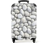 NoBoringSuitcases.com® Cabin Suitcase 55x35x20 cm Carry On Luggage Hand Travel Case Lightweight 4 Wheel Hard Shell Trolley Approved Flight Roller Pebbles - Grey - Oval