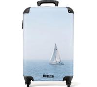 NoBoringSuitcases.com® Cabin Suitcase 55x35x20 cm Hand Luggage Carry On Travel Case Lightweight 4 Wheel Hard Shell Trolley Approved Flight Roller Horizon - Sailboat - Sea