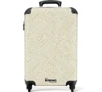 NoBoringSuitcases.com® Cabin Suitcase 55x35x20 cm Hand Luggage Carry On Travel Case Lightweight 4 Wheel Hard Shell Trolley Approved Flight Roller Geometric - Lines - Green