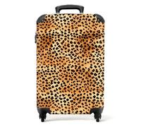 NoBoringSuitcases.com® Cabin Suitcase for Women and Men - Luggage with Wheels - Leopard Pattern - Orange - Carry-Ons 55x40x20cm - Lightweight Suitcase - Hard Shell Trolley - 20 Inch - 10kg