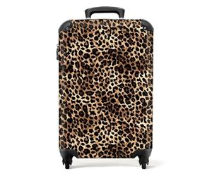 NoBoringSuitcases.com® Cabin Suitcase for Women and Men - Luggage with Wheels - Leopard Pattern Spots - Brown - Carry-Ons 55x40x20cm - Lightweight Suitcase - Hard Shell Trolley - 20 Inch - 10kg
