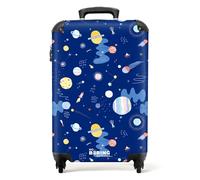 NoBoringSuitcases.com® Children's Luggage Kids Suitcase for Boys - Hand Luggage - Cabin Suitcase - Hard Shell Trolley 55x40x20 cm on Wheels - Blue Starry Sky and Planets - 20"- 10kg
