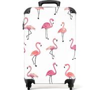 NoBoringSuitcases.com® Children's Luggage Kids Suitcase for Boys - Hand Luggage - Cabin Suitcase - Hard Shell Trolley 55x40x20 cm on Wheels - Flamingo Pattern - 20 Inch - 10kg