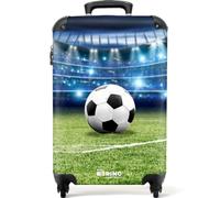 NoBoringSuitcases.com® Children's Luggage Kids Suitcase for Boys - Hand Luggage - Cabin Suitcase on Wheels - Hard Shell Trolley 55x40x20 cm - Black-White Football in Stadium - 20 inch - 10kg