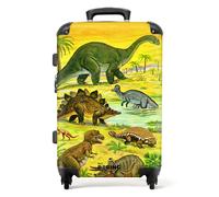 NoBoringSuitcases.com® Children's Luggage Kids Suitcase for Boys - Large Hard Shell Trolley 26-28 inch - Dino Illustration Yellow - 23kg