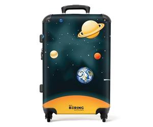 NoBoringSuitcases.com® Children's Luggage Kids Suitcase for Boys - Large Hard Shell Trolley 26-28 inch - with Wheels - Planets Space Earth - 23kg