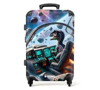 NoBoringSuitcases.com® Children's Luggage Kids Suitcase for Boys - Large Hard Shell Trolley on Wheels - Dinosaur Piloting Spaceship - 26" - 28" - 23kg