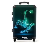 NoBoringSuitcases.com® Children's Luggage Kids Suitcase for Boys - Large Hard Shell Trolley on Wheels - Silhouette Football Player - 26" - 28" - 23kg