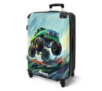 NoBoringSuitcases.com® Children's Luggage Kids Suitcase for Boys - Large Suitcase, Hard Shell Luggage with TSA Lock, 26-28 inch - Green Monster Truck - Brush Strokes - 23kg