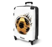 NoBoringSuitcases.com® Children's Luggage Kids Suitcase for Boys - Large Suitcase, Hard Shell Luggage with TSA Lock, 26-28 inch - Gold and Black Football - 23kg