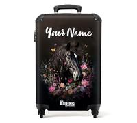 NoBoringSuitcases.com® Children's Luggage Kids Suitcase for Girls - Personalised Cabin on Wheels - Horse - Fiery Mane - Customisable - 55x40x20cm - Hard Shell - 20 Inch - 10kg