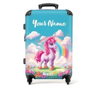 NoBoringSuitcases.com® Children's Luggage Kids Suitcase for Girls - Personalised Large Hard Shell Luggage on Wheels - Unicorn Design - 26-28 inch - 23kg