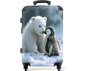 NoBoringSuitcases.com® Children's Luggage Kids Suitcase on Wheels - Large Hard Shell Trolley 26-28 inch - Polar Bear and Penguin - Snow - 23kg