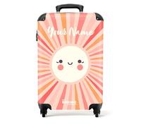 NoBoringSuitcases.com® Children's Luggage Kids Suitcase - Personalised Hand Luggage on Wheels - Cabin Suitcase - Shades of Pink Sunrays - 55x40x20cm - Lightweight Hard Shell Trolley - 20" - 10kg