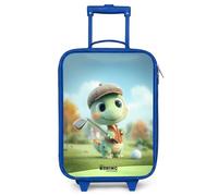 NoBoringSuitcases.com® Kids Suitcase Blue Compact 48x31x19 cm Children's Luggage On Wheels LED Childs Trolley Small Case Ultralight - Girls - Wave - Dinosaur - Green