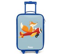 NoBoringSuitcases.com® Kids Suitcase Blue Compact 48x31x19 cm Children's Luggage On Wheels LED Childs Trolley Small Case Ultralight - Boys - Fox - Orange - Airplane