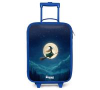NoBoringSuitcases.com® Kids Suitcase Blue Compact 48x31x19 cm Children's Luggage On Wheels LED Toddler Trolley Small Travel Ultralight - Boys - Witch - Moonlight - Flight