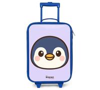 NoBoringSuitcases.com® Kids Suitcase Blue Compact 48x31x19 cm Children's Luggage On Wheels LED Toddler Trolley Small Travel Ultralight - Boys - Penguin - Purple
