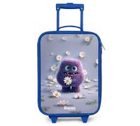NoBoringSuitcases.com® Kids Suitcase Blue Compact 48x31x19 cm Children's Suitcases Wheels LED Toddler Pull Along Travel Case Ultralight - Girls - Friend - Daisy - Purple