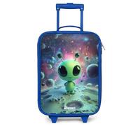 NoBoringSuitcases.com® Kids Suitcase Blue Compact 48x31x19 cm Children's Suitcases Wheels LED Toddler Pull Along Travel Case Ultralight - Boys - Creature - Moon Landscape