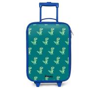 NoBoringSuitcases.com® Kids Suitcase Blue Compact 48x31x19 cm Children's Suitcases Wheels LED Toddler Pull Along Travel Case Ultralight - Boys - Dinosaur - Glasses - Pattern