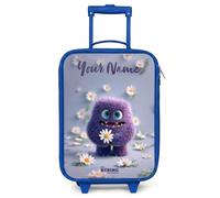 NoBoringSuitcases.com® Kids Suitcase Blue Personalized with Name 48x31x19 cm Children's Suitcases Wheels LED Toddler Pull Along Travel Case Ultralight - Girls - Friend - Daisy - Purple