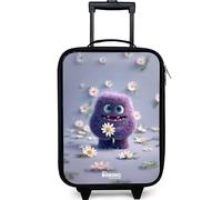 NoBoringSuitcases.com® Kids Suitcase Compact 48x31x19 cm Children's Suitcases Wheels LED Toddler Pull Along Travel Case Ultralight - Girls - Friend - Daisy - Purple