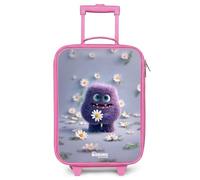 NoBoringSuitcases.com® Kids Suitcase Pink Compact 48x31x19 cm Children's Suitcases Wheels LED Toddler Pull Along Travel Case Ultralight - Girls - Friend - Daisy - Purple