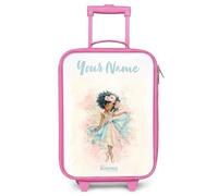 NoBoringSuitcases.com® Kids Suitcase Pink Personalized with Name 48x31x19 cm Children's Luggage On Wheels LED Toddler Trolley Small Travel Ultralight - Girls - Fairy - Pastel Colors