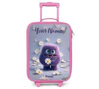 NoBoringSuitcases.com® Kids Suitcase Pink Personalized with Name 48x31x19 cm Children's Suitcases Wheels LED Toddler Pull Along Travel Case Ultralight - Girls - Friend - Daisy - Purple