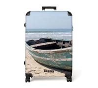 NoBoringSuitcases.com® Large Suitcase 77x51.5x28 cm Extra XL Luggage Hold Check in Travel Case Lightweight 4 Wheel Hard Shell Big Trolley Boat - Sandy - Beach - Sea