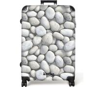 NoBoringSuitcases.com® Large Suitcase 77x51.5x28 cm Extra XL Luggage Hold Check in Travel Case Lightweight 4 Wheel Hard Shell Big Trolley Pebbles - Grey - Oval
