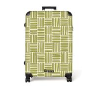 NoBoringSuitcases.com® Large Suitcase 77x51.5x28 cm Extra XL Luggage Hold Check in Travel Case Lightweight 4 Wheel Hard Shell Big Trolley Woven - Pattern - Green
