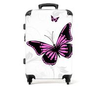 NoBoringSuitcases.com® Large Suitcase for Women and Men - Medium Luggage with Wheels - Butterflies Pink - White Pink - Lightweight Suitcase - Hard Shell Trolley - 26-28 Inch - 23kg