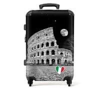 NoBoringSuitcases.com® Large Suitcase for Women and Men - Medium Luggage with Wheels - Colosseum Italy - Black White - Lightweight Suitcase - Hard Shell Trolley - 26-28 Inch - 23kg