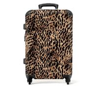 NoBoringSuitcases.com® Large Suitcase for Women and Men - Medium Luggage with Wheels - Dark Leopard Pattern - Brown - Lightweight Suitcase - Hard Shell Trolley - 26-28 Inch - 23kg