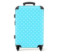NoBoringSuitcases.com® Large Suitcase for Women and Men - Medium Luggage with Wheels - Dots on Light Blue Background - Blue - Lightweight Suitcase - Hard Shell Trolley - 26-28 Inch - 23kg