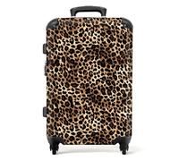 NoBoringSuitcases.com® Large Suitcase for Women and Men - Medium Luggage with Wheels - Leopard Spots Pattern - Brown - Lightweight Suitcase - Hard Shell Trolley - 26-28 Inch - 23kg