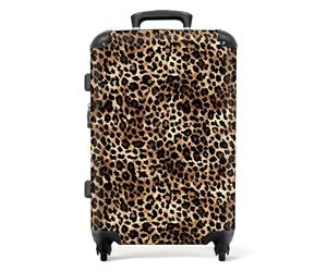 NoBoringSuitcases.com® Large Suitcase for Women and Men - Medium Luggage with Wheels - Leopard Spots Pattern - Brown - Lightweight Suitcase - Hard Shell Trolley - 26-28 Inch - 23kg