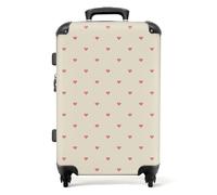 NoBoringSuitcases.com® Large Suitcase for Women and Men - Medium Luggage with Wheels - Pink Hearts - Beige Pink - Lightweight Suitcase - Hard Shell Trolley - 26-28" - 23kg