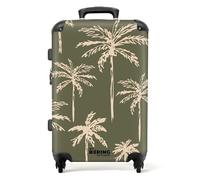 NoBoringSuitcases.com® Large Suitcase with Wheels - Medium Hard Shell Trolley 26-28 Inch - Lightweight Medium Suitcase with Palms - Green - 20kg Suitcase for Airplane
