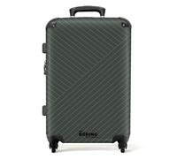 NoBoringSuitcases.com® Large Suitcase with Wheels - Medium Hard Shell Trolley 26-28 Inch - Lightweight Medium Suitcase with Stripes - Dark Green - 20kg Suitcase for Airplane